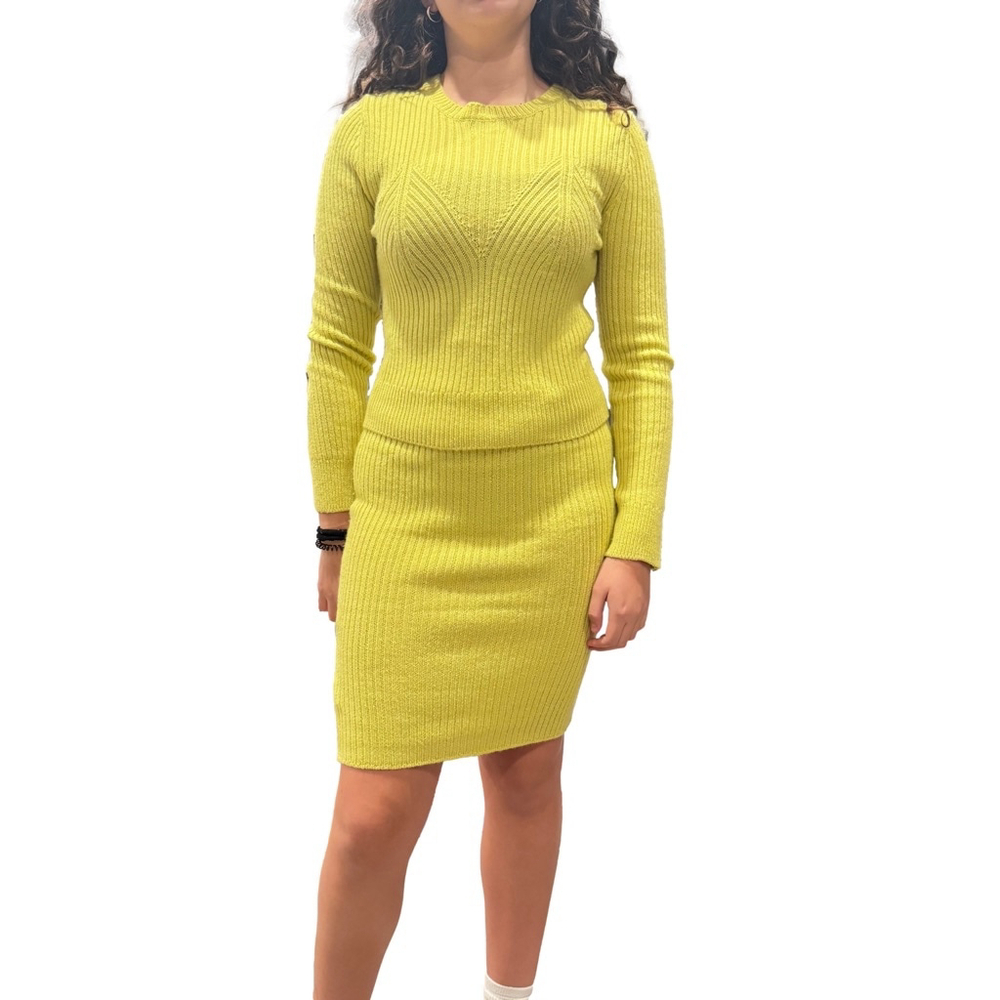 Yellow Ribbed Knit Skirt